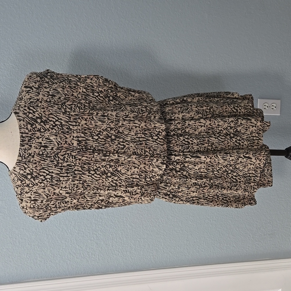 RAILS Angelina Smocked Waist Dress Mini Dress Animal Print Cream Black Sz Large - Picture 8 of 12